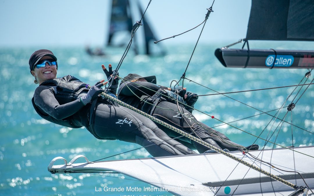 Georgia Lewin-France smiling for camera while sailing